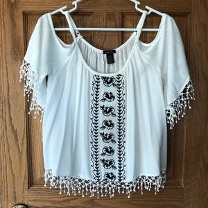 Cold Shoulder White Shirt